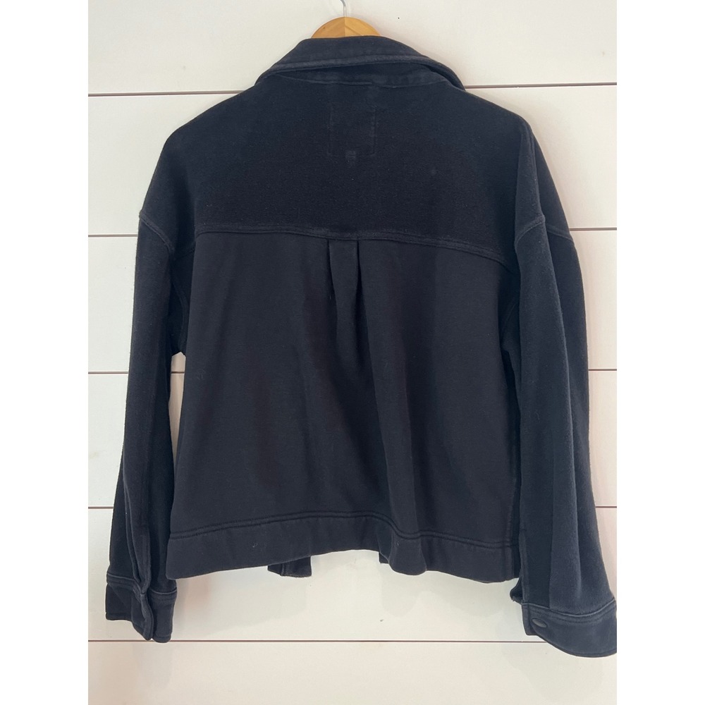 Aerie Black Cotton Shacket Snap Button Pocket Jacket Women Medium closet staple - Picture 5 of 8